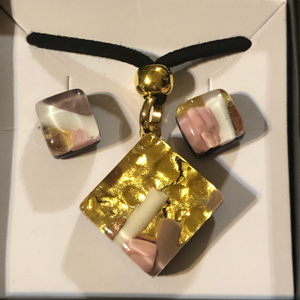 Authentic Murano Glass Necklace & Earring Set